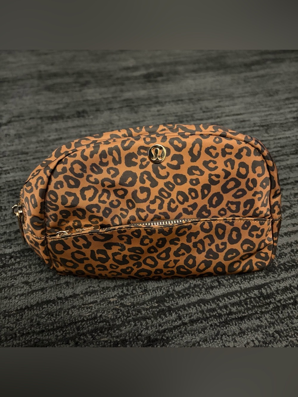 Lululemon City Essentials Cosmetic Pouch 4L Leopard Print with Gold Trim